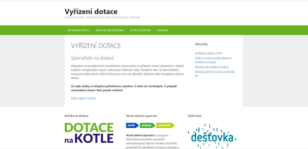 Vyřízení dotace